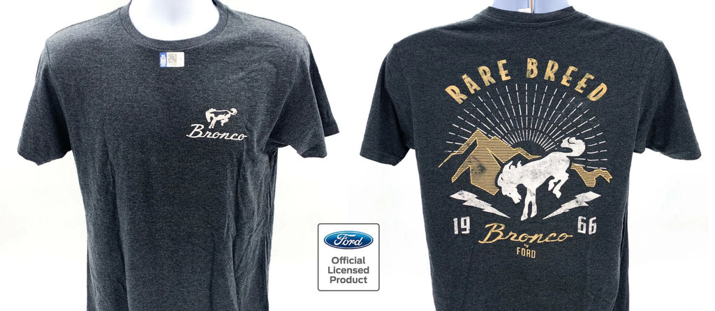 Bronco T-Shirt Gray with Rare Breed Script for Ford Bronco (1966–1977)