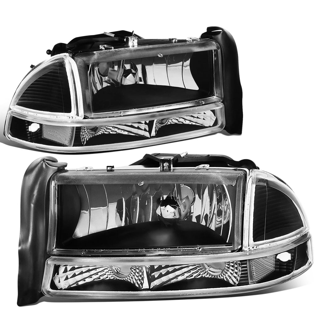 Headlight, Clear Corner, Bumper, LED Fog Light Set for Dakota/Durango (1997–2004)