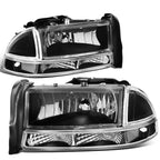 Headlight, Clear Corner, Bumper, LED Fog Light Set for Dakota/Durango (1997–2004)