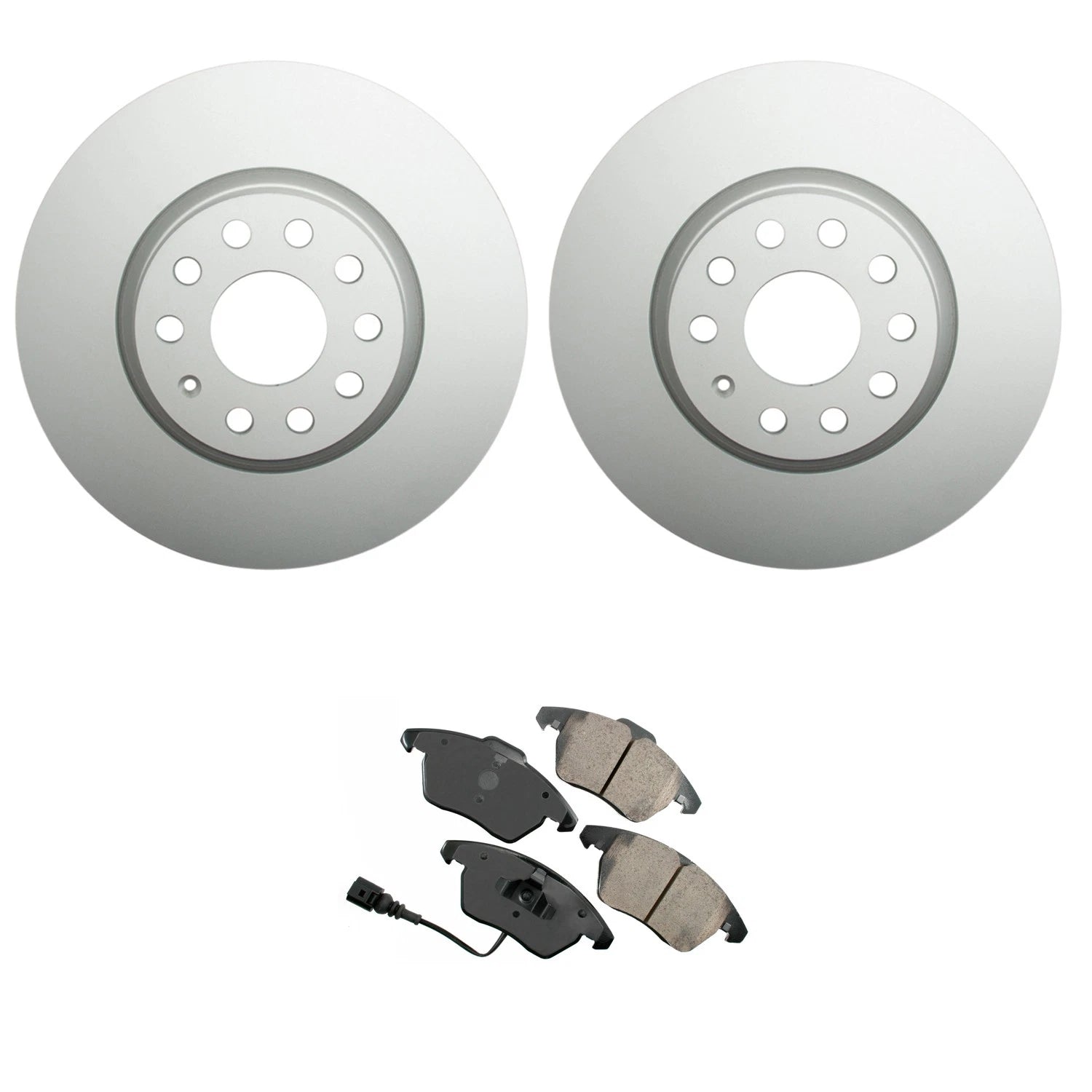 Front Rotors & Akebono EURO Ceramic Brake Pads Kit for Audi A3, VW Beetle, CC, Eos (2006–2016)