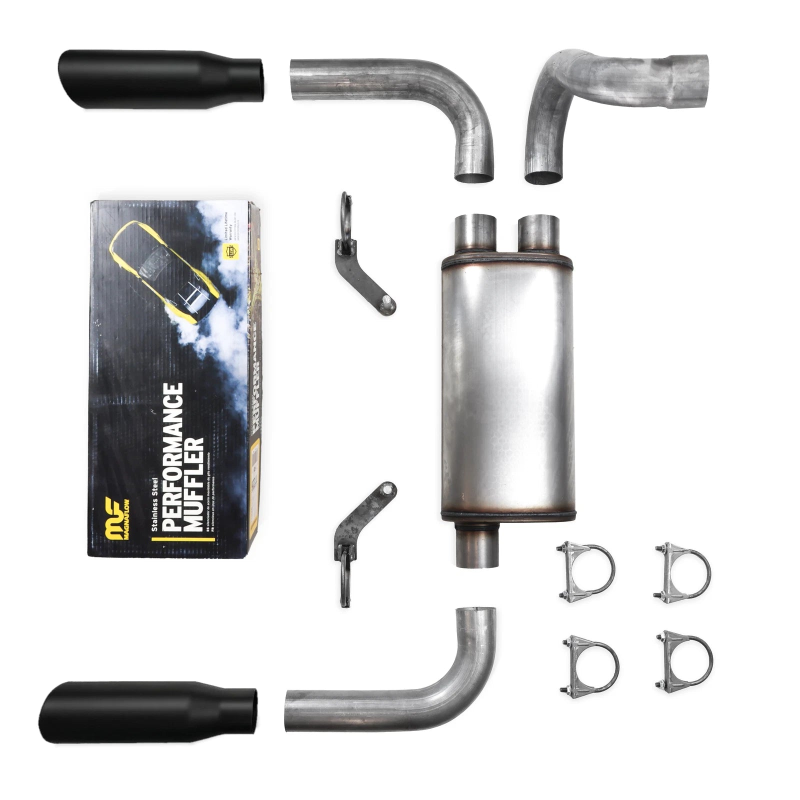 2.5" Dual Exhaust Kit for Jeep Wrangler (2018–2025) - Magnaflow, Rolled Black Tips
