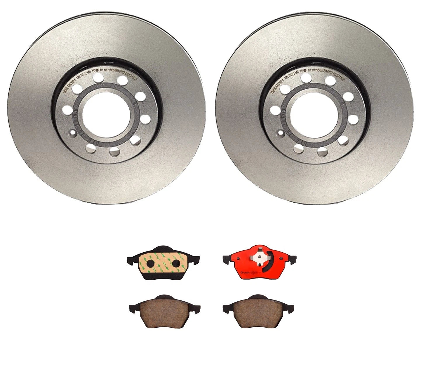 Brembo Front Brake Kit Disc Rotors 288mm & Ceramic NAO Pads for Audi A4 (2002–2008)