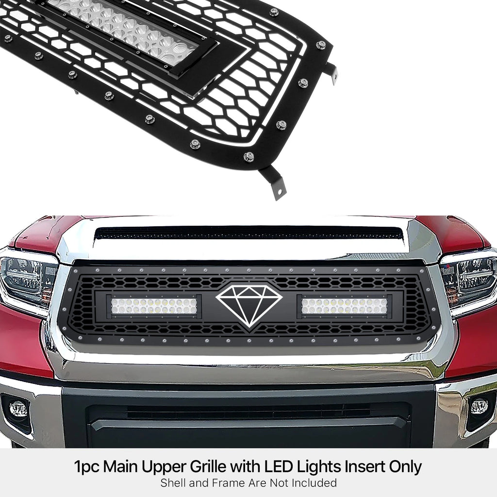 Upper Black Mesh Grille Insert with LED for Toyota Tundra (2014-2017)