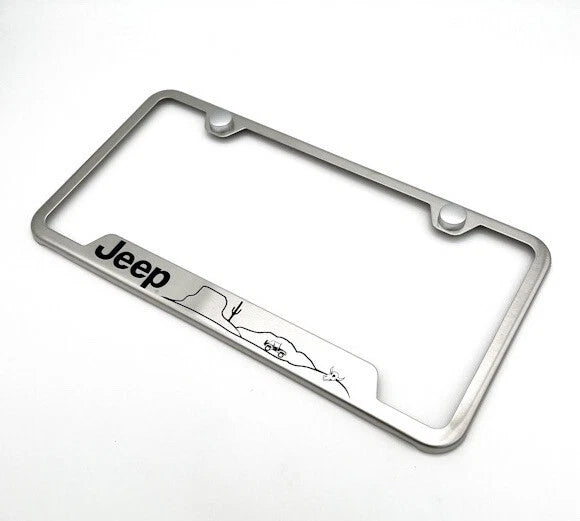 License Plate Frame Brushed Stainless Heavy Duty for Jeep Wrangler (2018–2024)