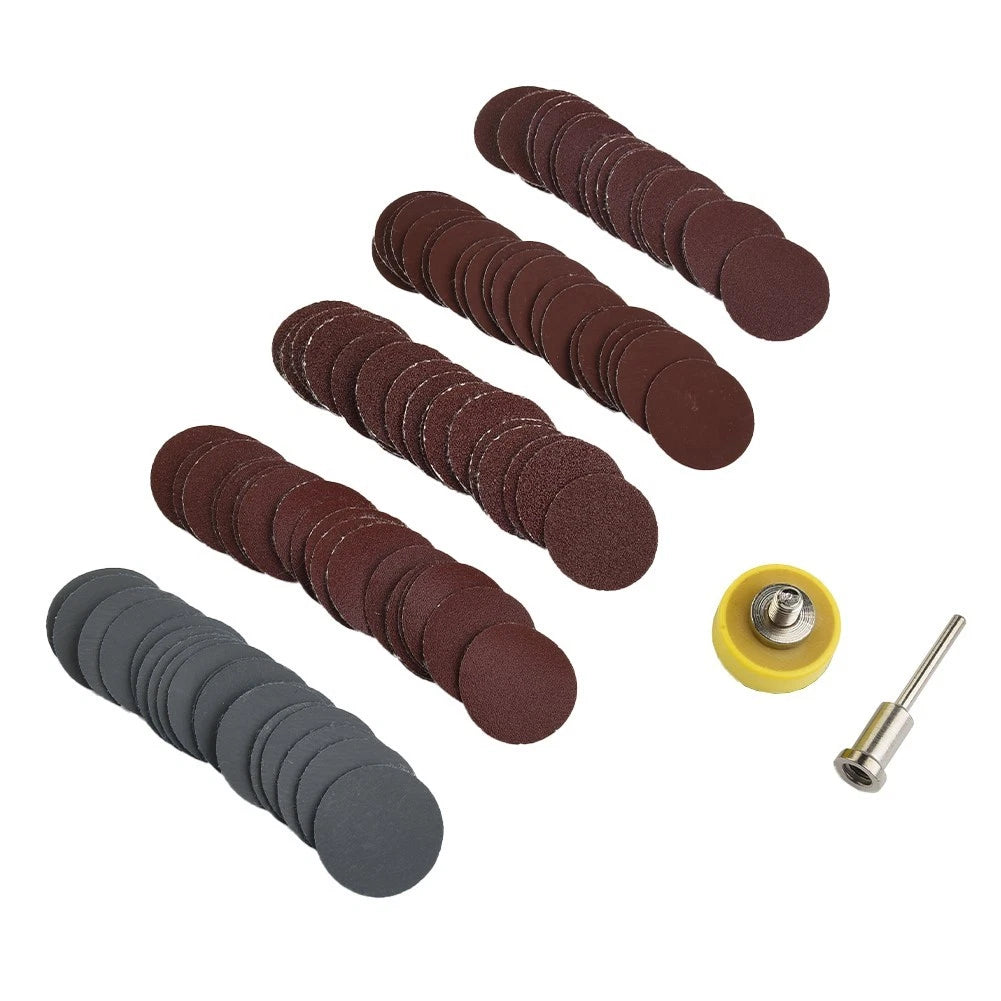 Set of 100 Sandpaper Discs with Handle for Wood Grinding 25mm