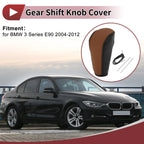 Gear Shift Knob Cover for BMW 3 Series E90 (2004–2012) Black Brown Faux Leather