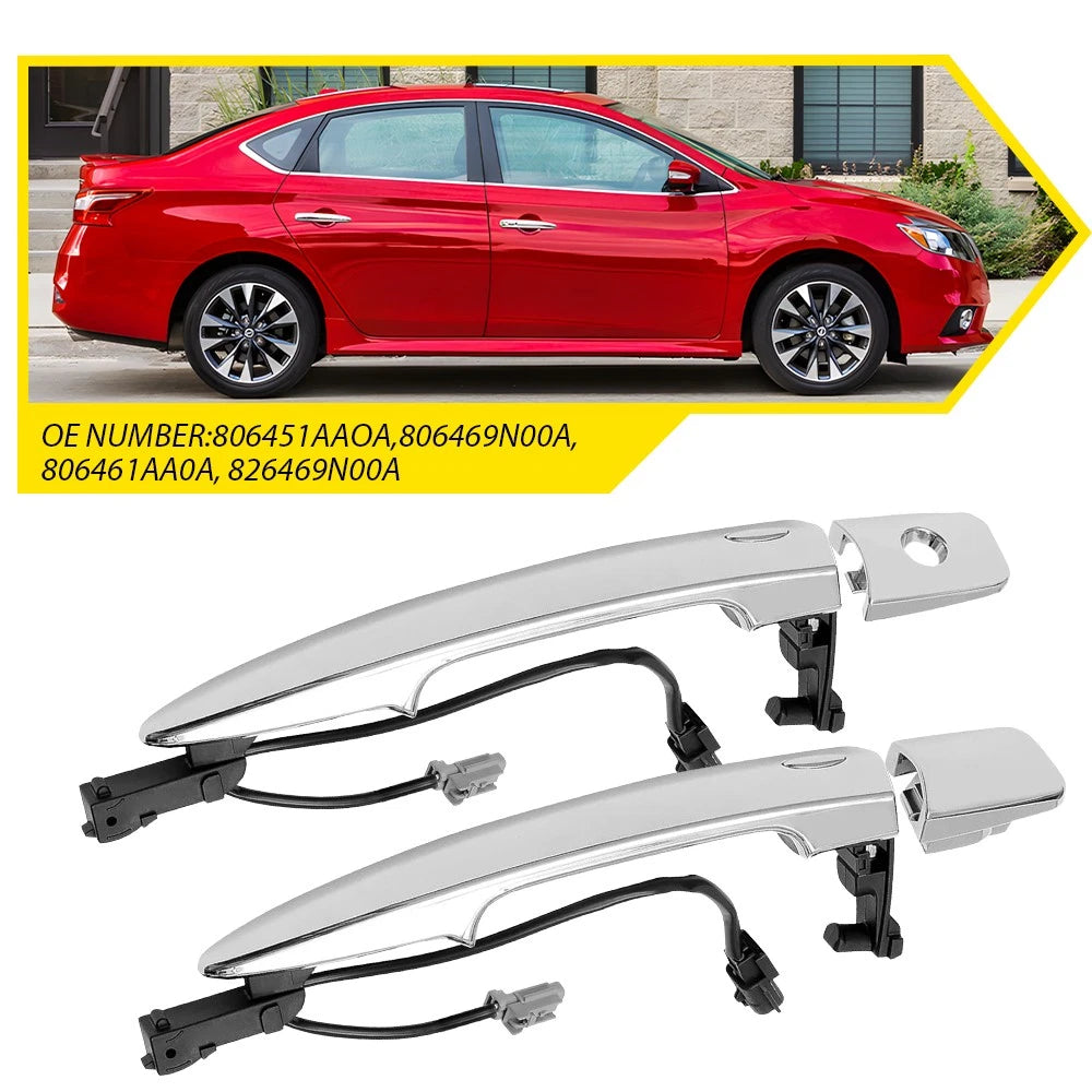 2X Front Outside Door Chrome Handle for Nissan Sentra (2013–2019)