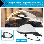Right Heated Door Mirror for VW Golf MK7 (2013–2021) - White