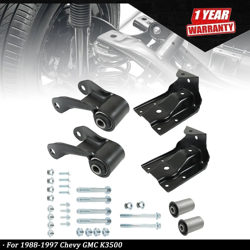 Set of 2 Rear Leaf Spring Shackles & Bracket Hangers for Chevy GMC (1999–2015)
