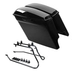 Black Stretched Saddlebags & Conversion Brackets for Harley Softail (1984–2017)