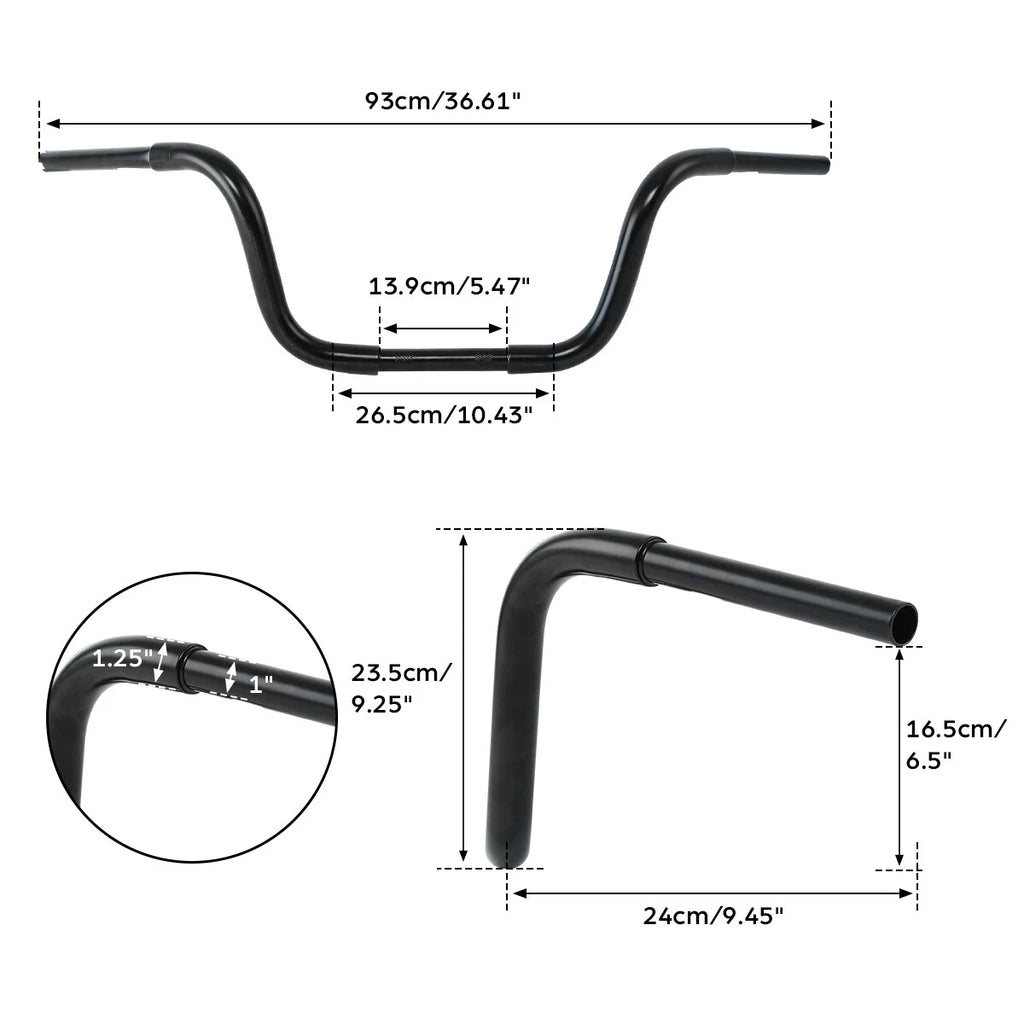 10''/12''/14''/16''/18'' Rise Hanger Handlebar Bars for Harley Sportster Dyna