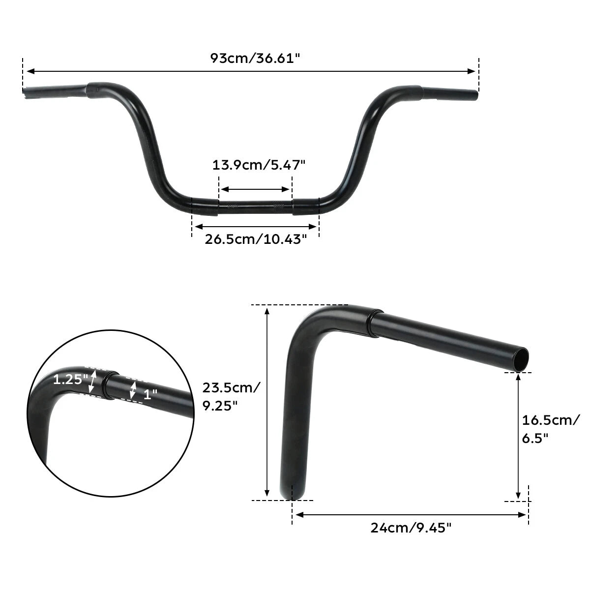 10''/12''/14''/16''/18'' Rise Hanger Handlebar Bars for Harley Sportster Dyna