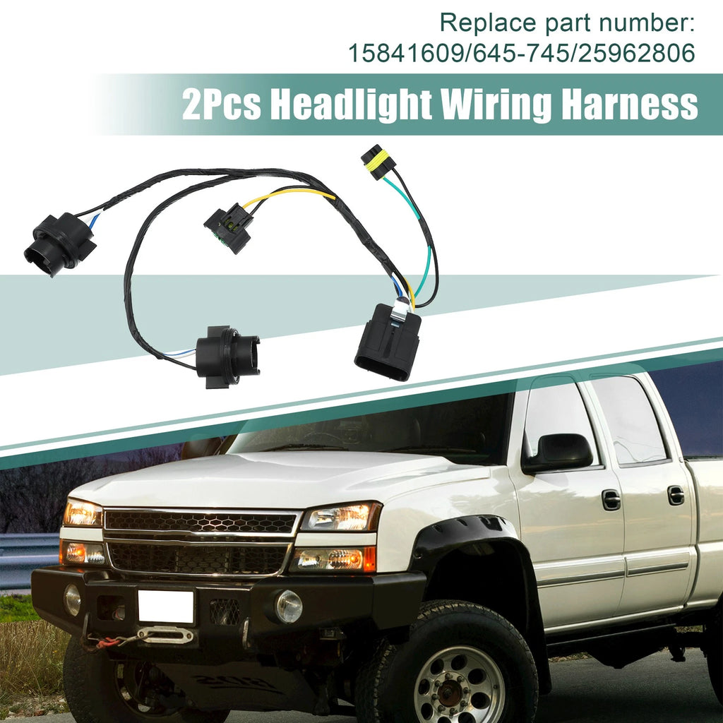 2X Headlight Wiring Harness for Chevrolet Silverado GMC 2007–2013 25962806