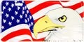 USA Flag Bald Eagle Vanity License Plate for Auto (Aluminum, Embossed)