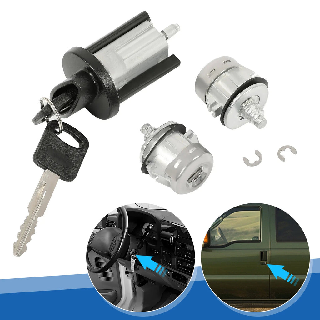 Ignition & Door Lock Cylinder Kit w/Keys for Ford F150 F250 F350 F450 (1997–2007)