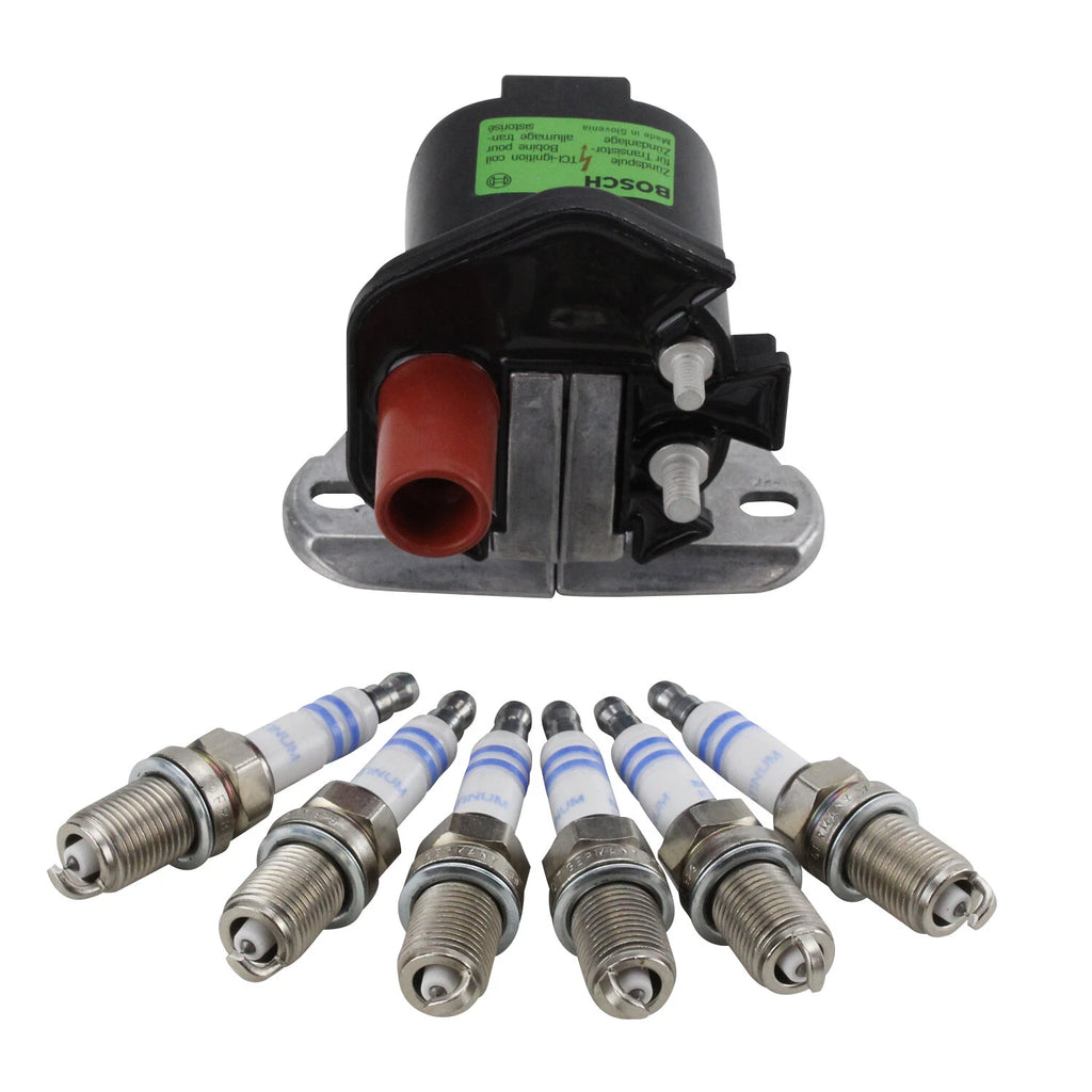 Ignition Coil & 6 Platinum Spark Plugs Kit for Mercedes R129 300SL (1989–1993)