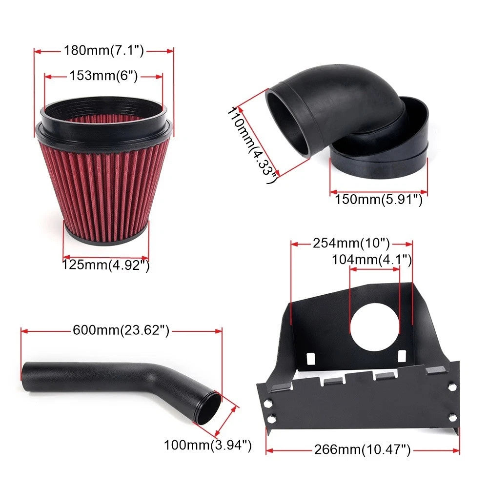 Cold Air Intake System with Heat Shield & Red Filter for Ford F150 (2009–2010)