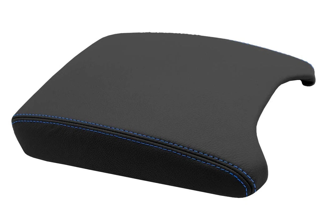 Leather Console Lid Armrest Cover for BMW X5 E53 (2000–2006) Blue Stitch