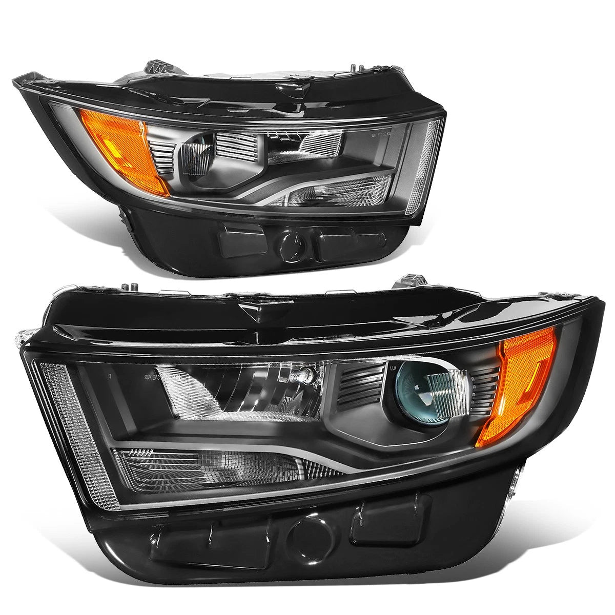 OE Style Black Housing Amber Side Projector Headlight Lamps for Ford Edge (2015–2018)