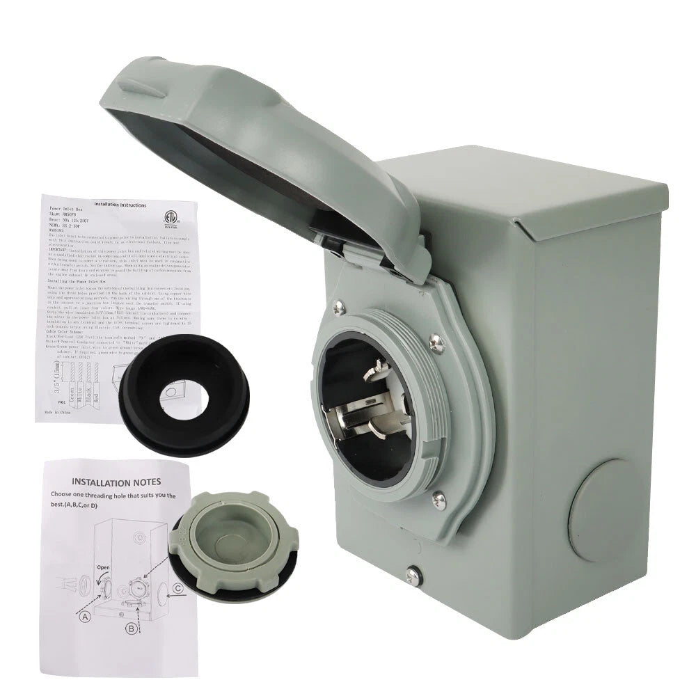 Power Inlet Box for 3-Prong Generator (NEMA SS2-50P)