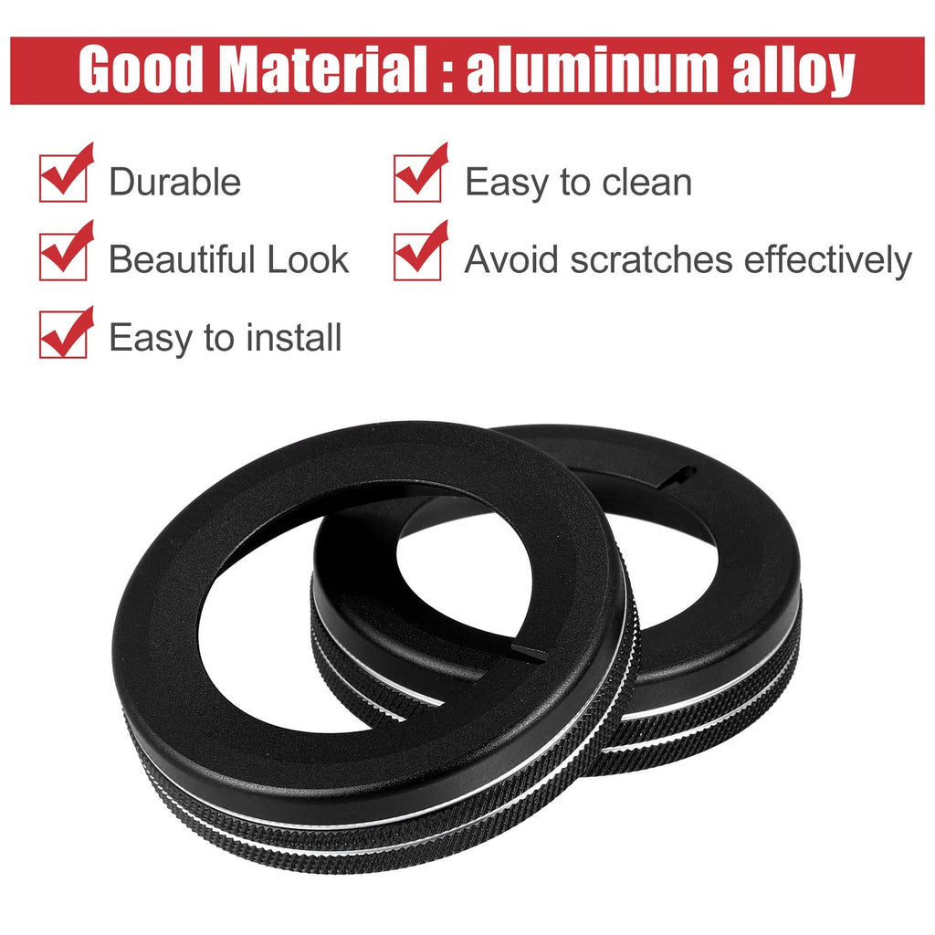 Set of 4 Black Aluminum Alloy Center Control Ring Knob Covers for Chevrolet Camaro 