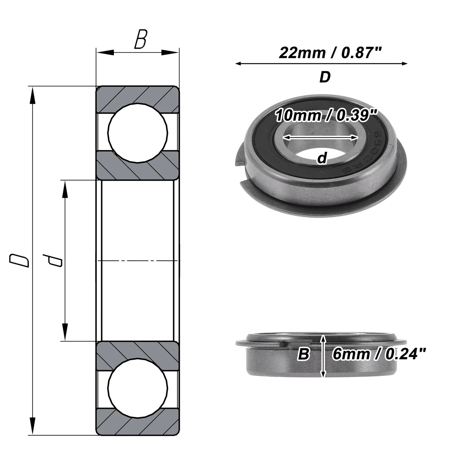 Deep Groove Ball Bearing 10x22x6mm for Scooter Skateboard (6900NR2RS)