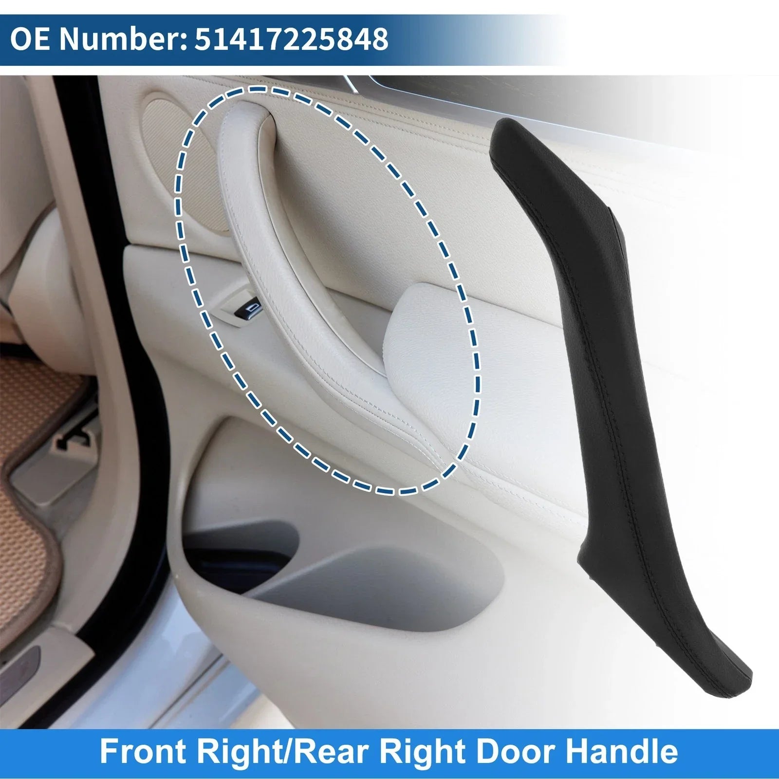 Inner Door Panel Handle for BMW F10 F11 F18 Black (2010 - 2017)