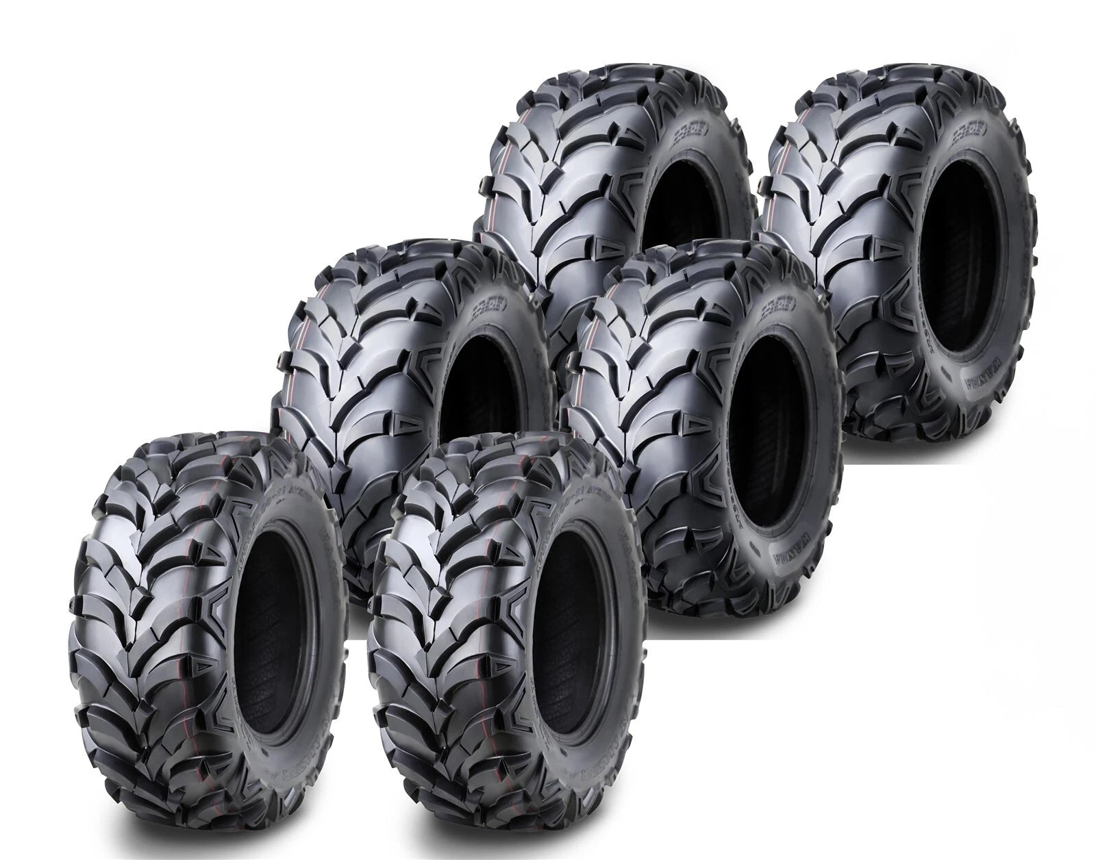 Set of 6 WANDA 27x9-14 & 27x11-14 ATV Tires 8-Ply Solid Mud 20mm Tread
