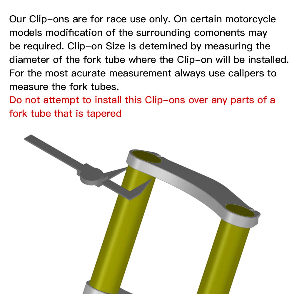 7° Clip-On Handlebars for Honda Kawasaki Suzuki Yamaha (50mm Fork Tubes)