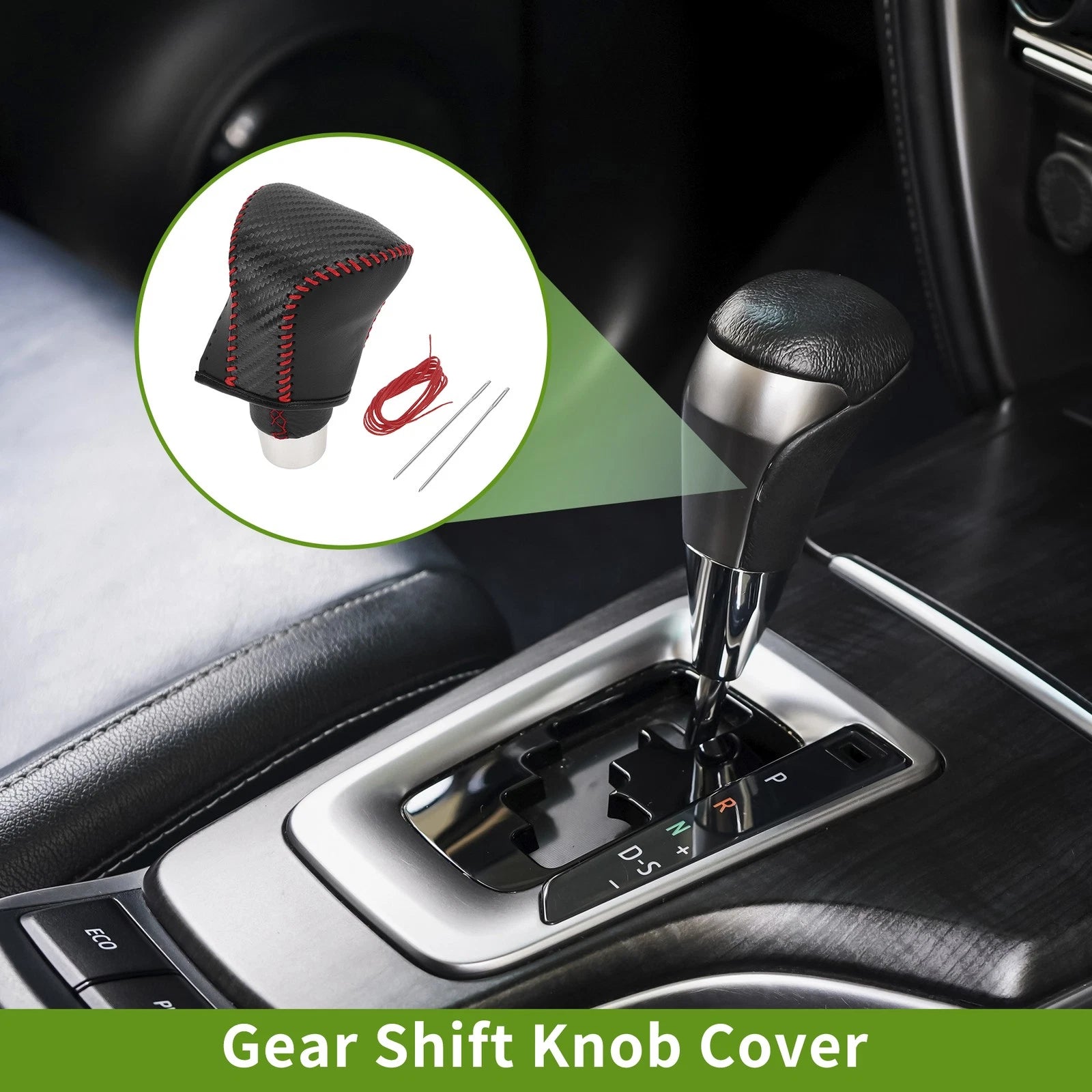1 Pcs Gear Shift Knob Cover for Lexus ES300h (2018–2023) Black Carbon Fiber Red