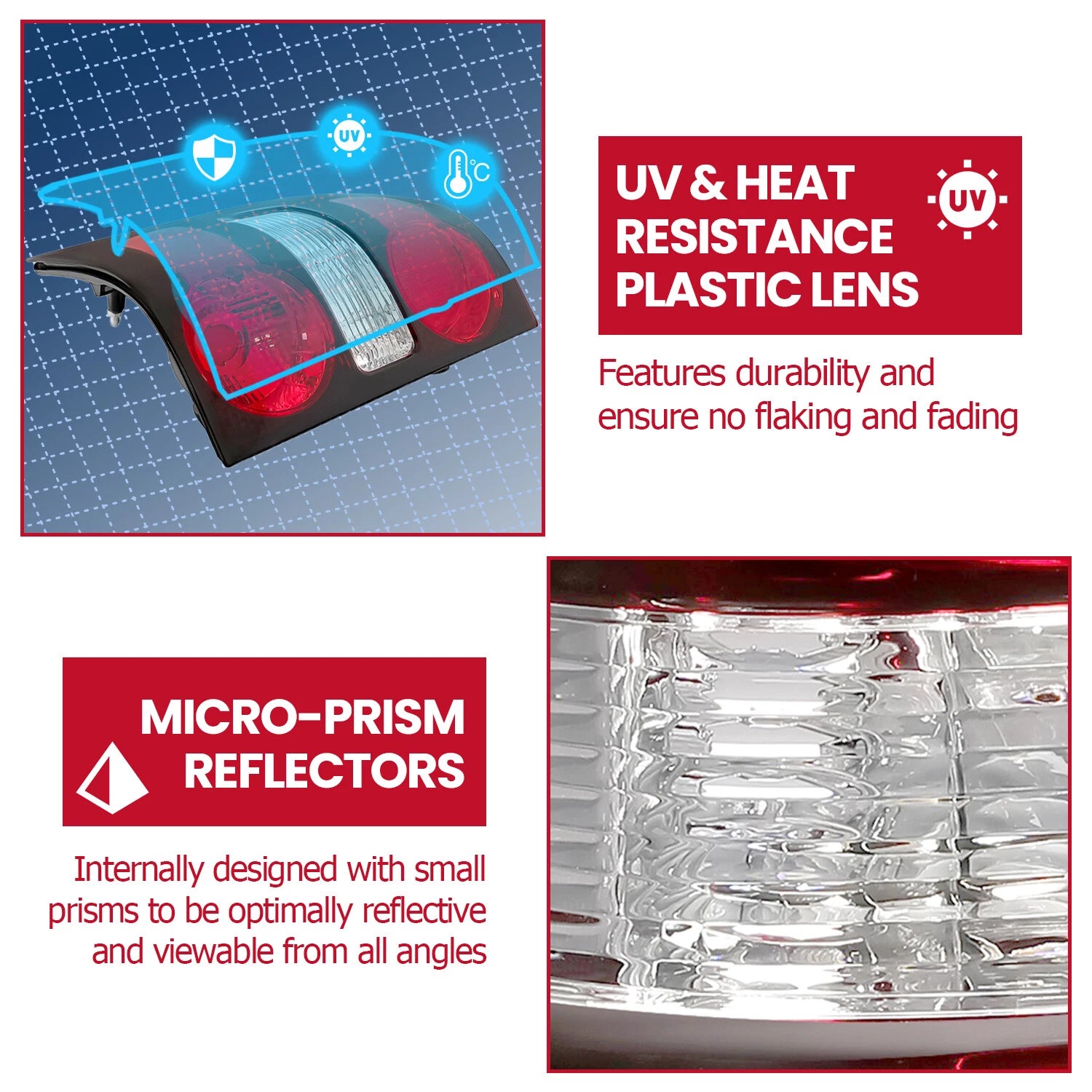 2Pcs Halogen Tail Lights for Ford Explorer (2006-2010) Clear Red Lens
