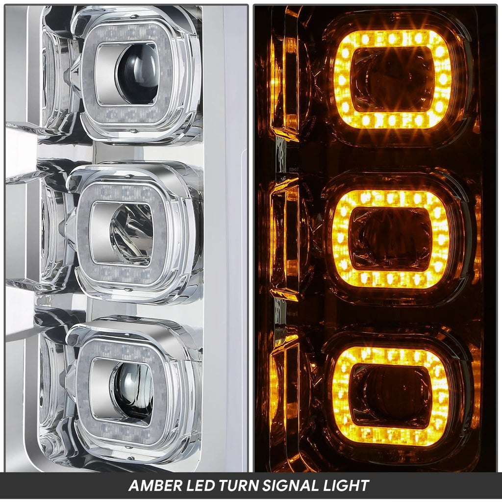Chrome Amber Full LED Project Headlight Assembly for Ford F-250 F-350 (2017–2019)
