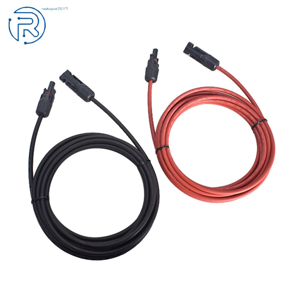 1 Pair 10 Feet Solar Panel Extension Cable 12 AWG for Various Models