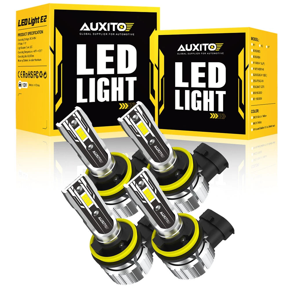 Set of 4 H11 LED Headlight Bulbs for Low Beam (80000LM, 6500K)
