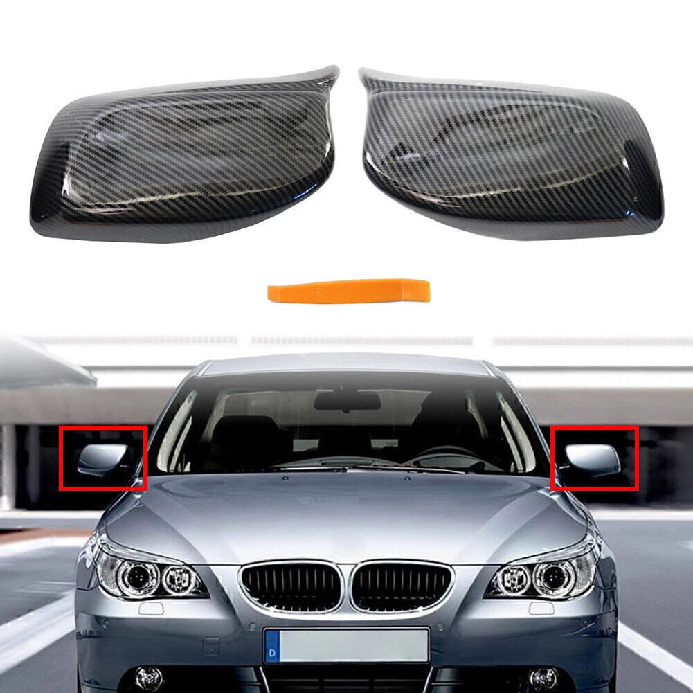 1 Pair ABS M Style Side Rearview Mirror Cover Caps for BMW 5 6 Series (2003–2010)