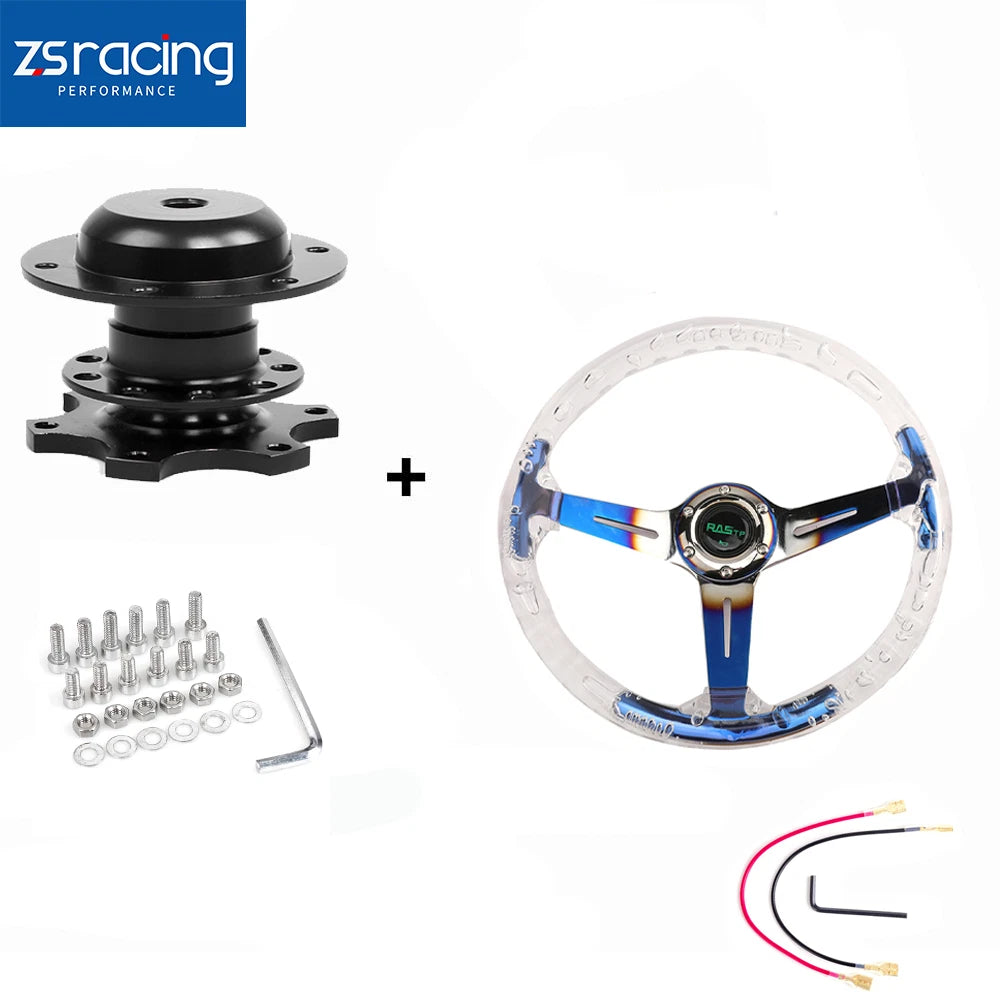 14" Racing Steering Wheel with Quick Release for Universal Fit