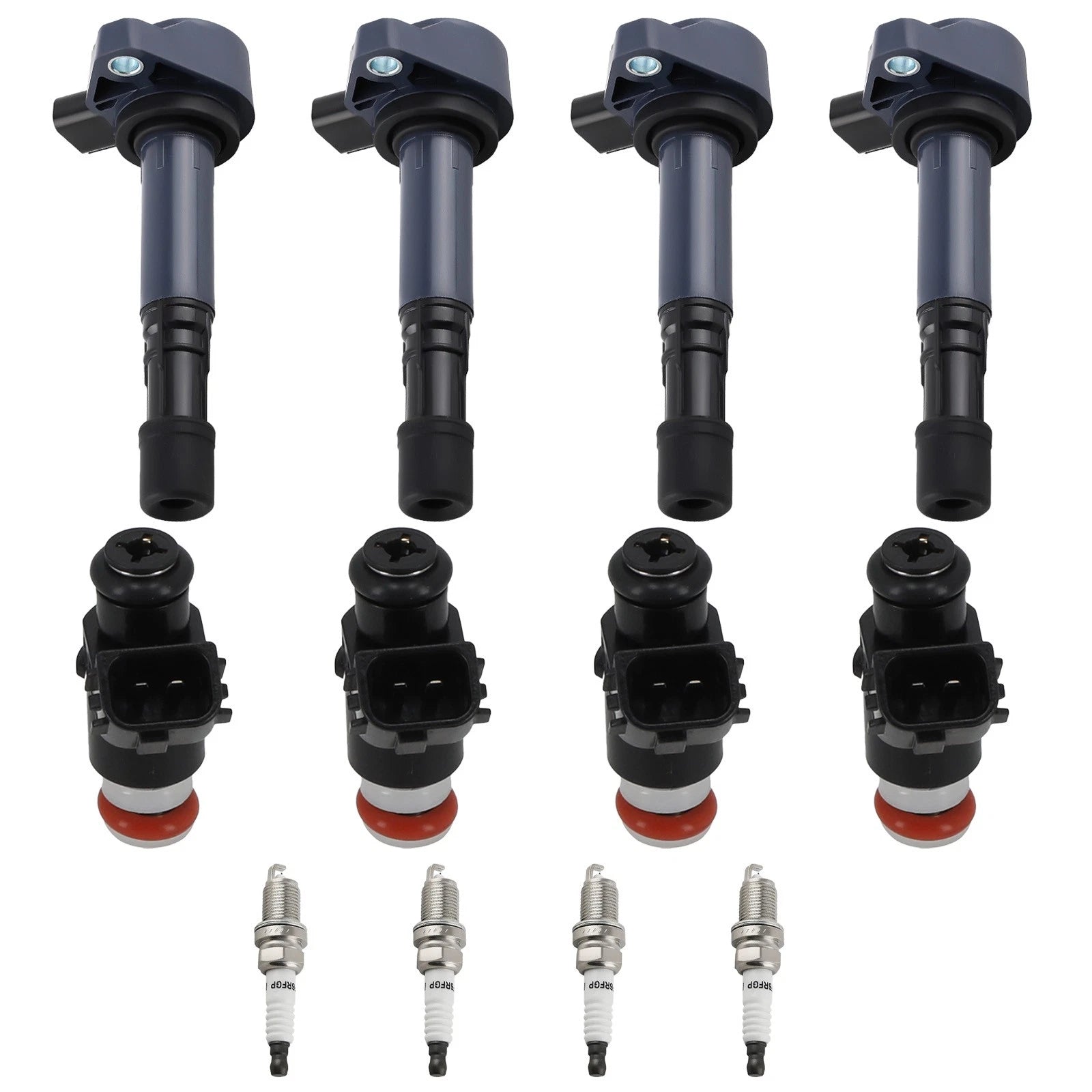 Set of 4 Fuel Injectors Ignition Coils Spark Plugs for Honda Civic (2001–2005)