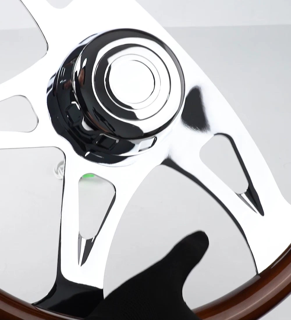 18" Chrome Wood Steering Wheel for Truck