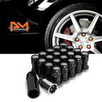 Set of 20 M12X1.5 Gunmetal JDM Closed End Lug Nuts with Spline Lock and Key