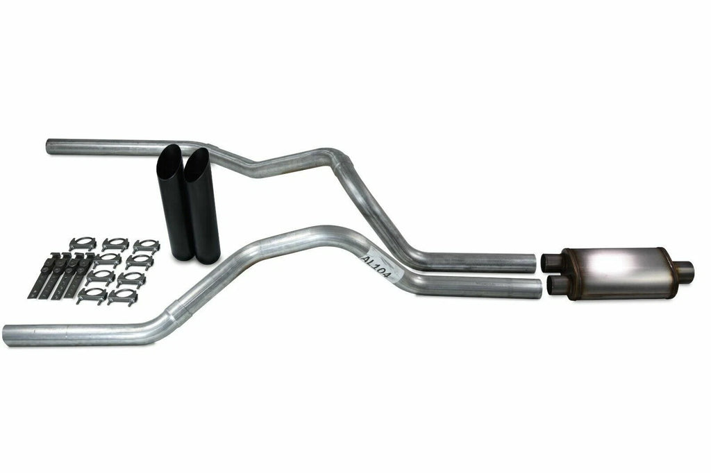 2.5" Dual Exhaust Kit for Ford F150 (2021–2025) Stainless Muffler Black Tips