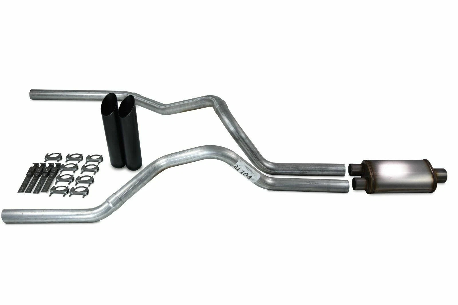 2.5" Dual Exhaust Kit for Ford F150 (2021–2025) Stainless Muffler Black Tips
