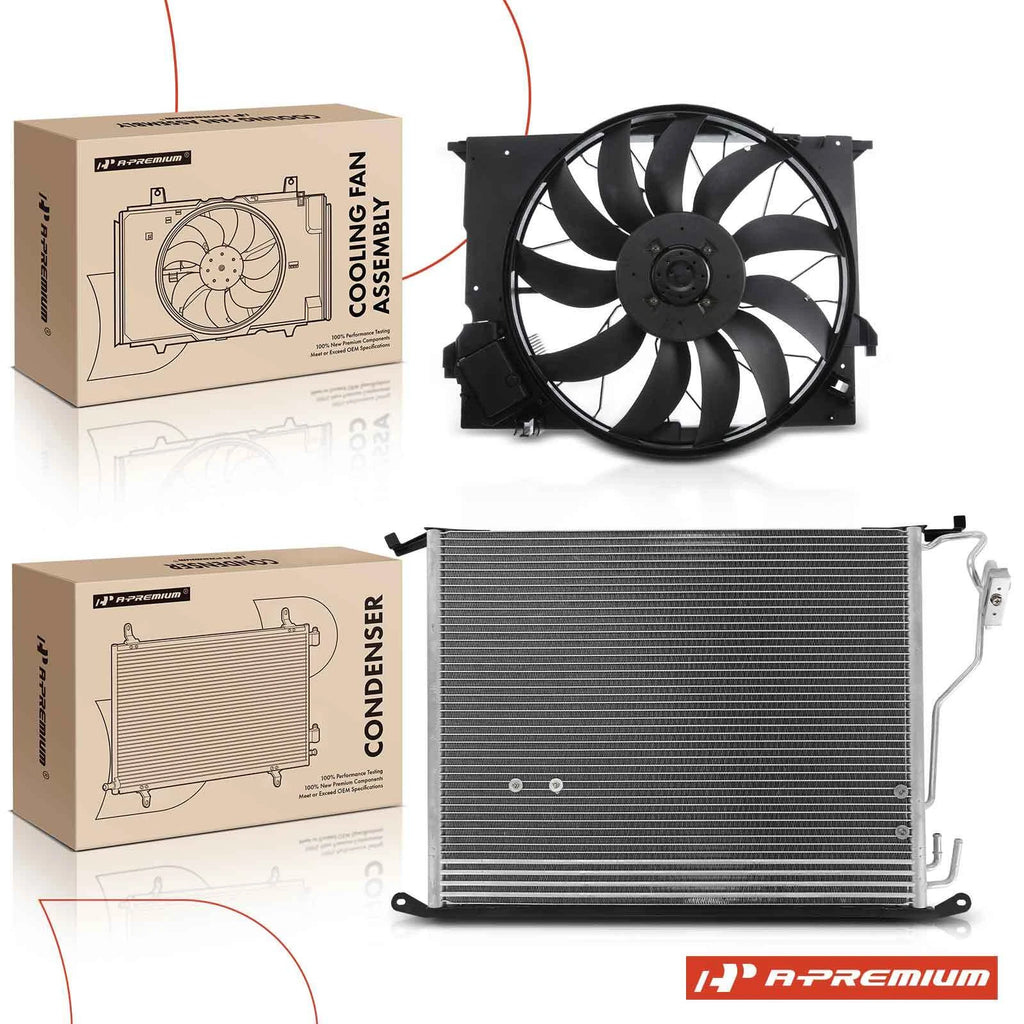 AC condenser and cooling fan assembly kit for Mercedes-Benz C216 S65 AMG (2007–2013)