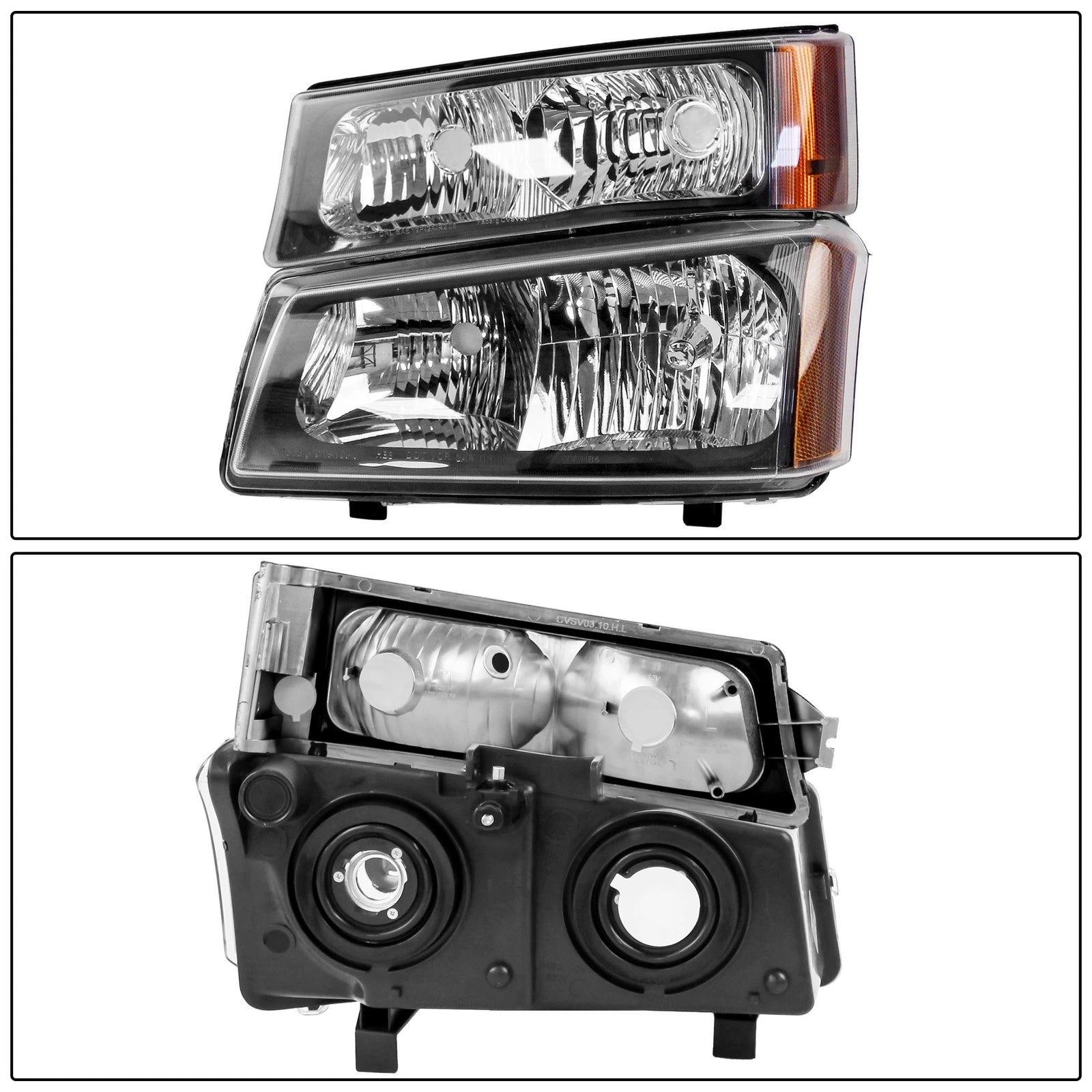 Pair Chrome Headlights for Chevy Silverado Avalanche 1500 2500 (2003-2006)