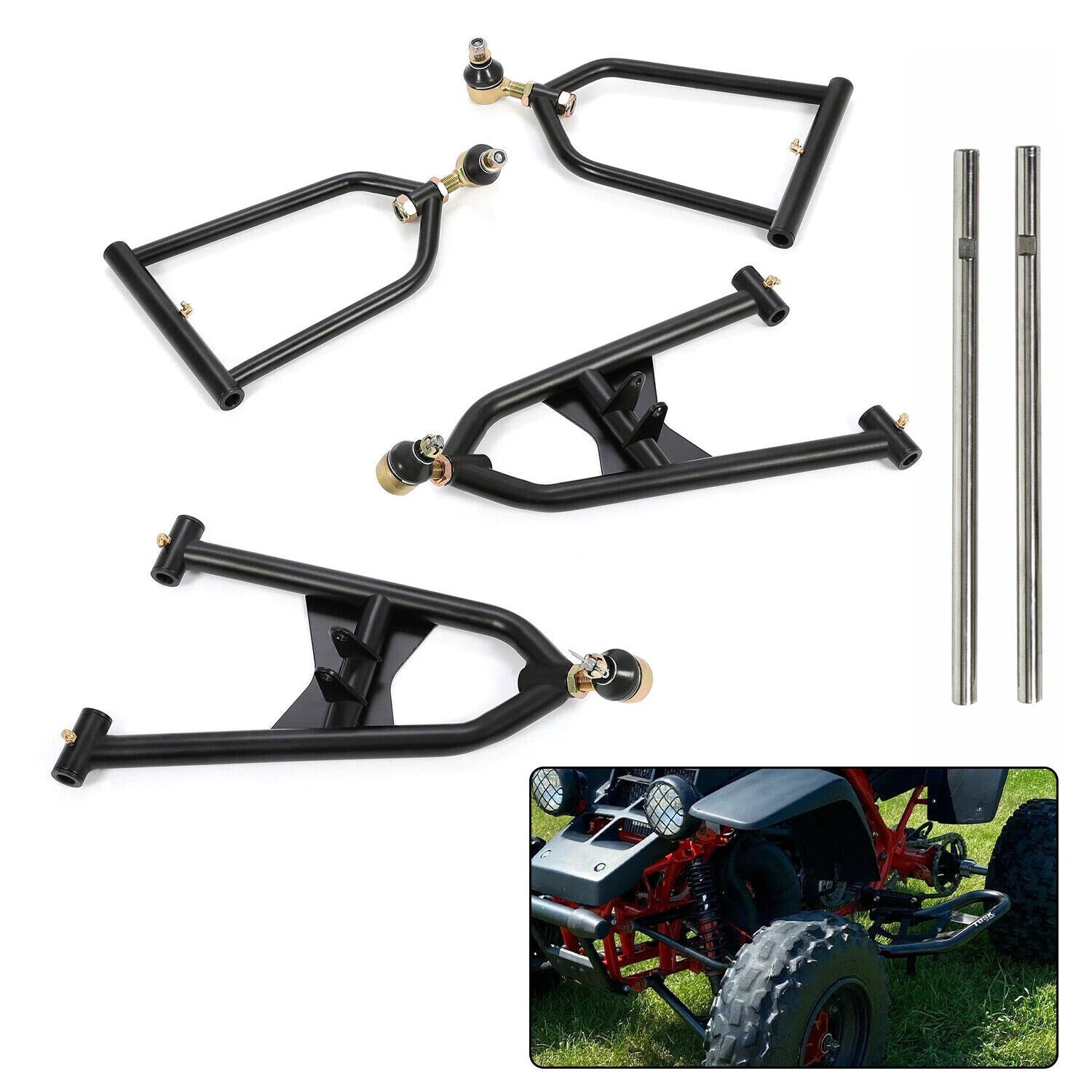 Set of 2 Front Upper Lower A-Arms for Yamaha Banshee 350 (1987–2006) +2 +1 Stainless