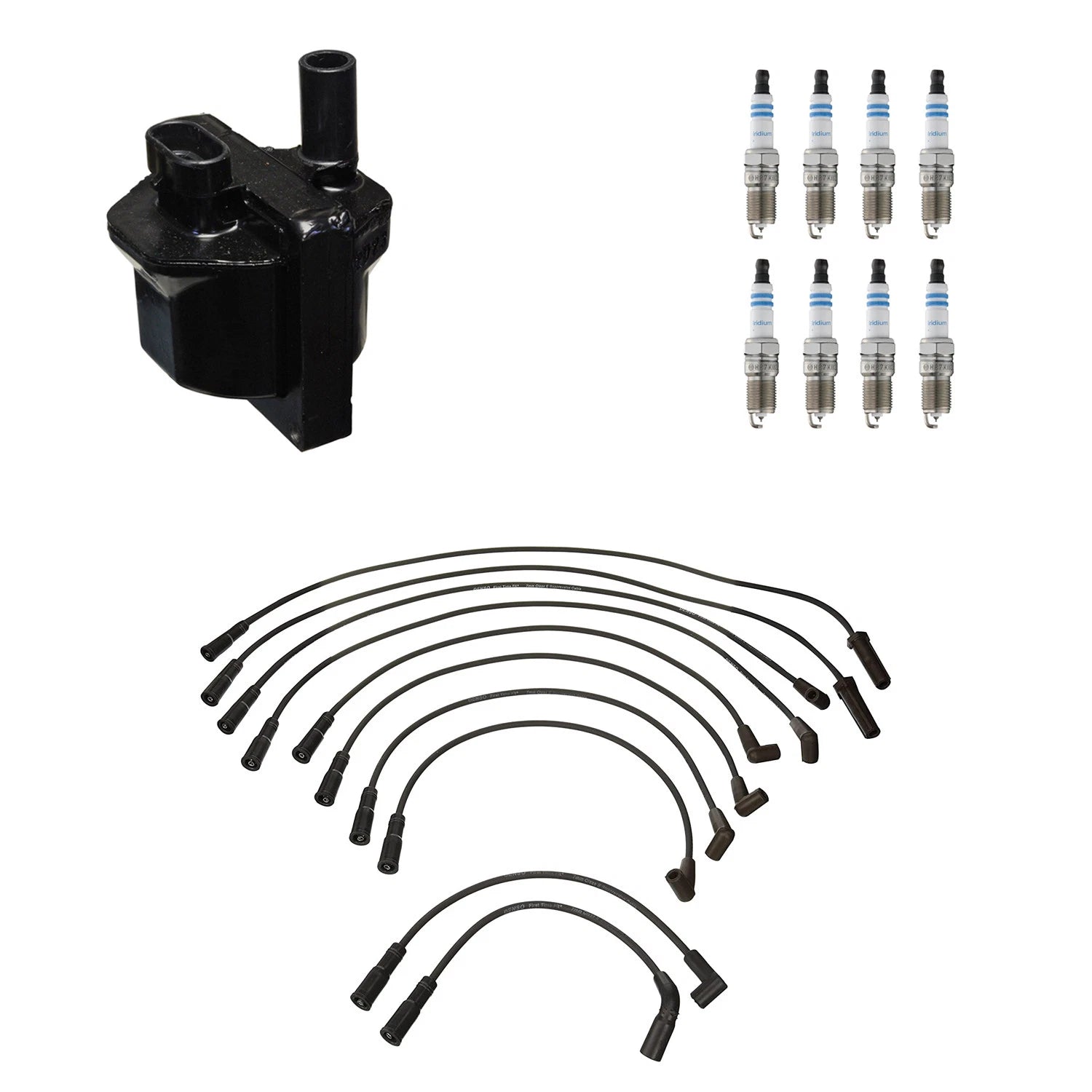 Denso Ignition Coil Wires & Bosch Iridium Spark Plugs Kit for Corvette V8 (1997–2004)