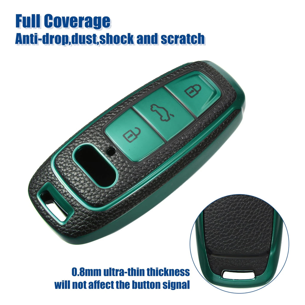 TPU 3 Button Keyless Remote Cover for Audi A6 (2012–2018) Black Green