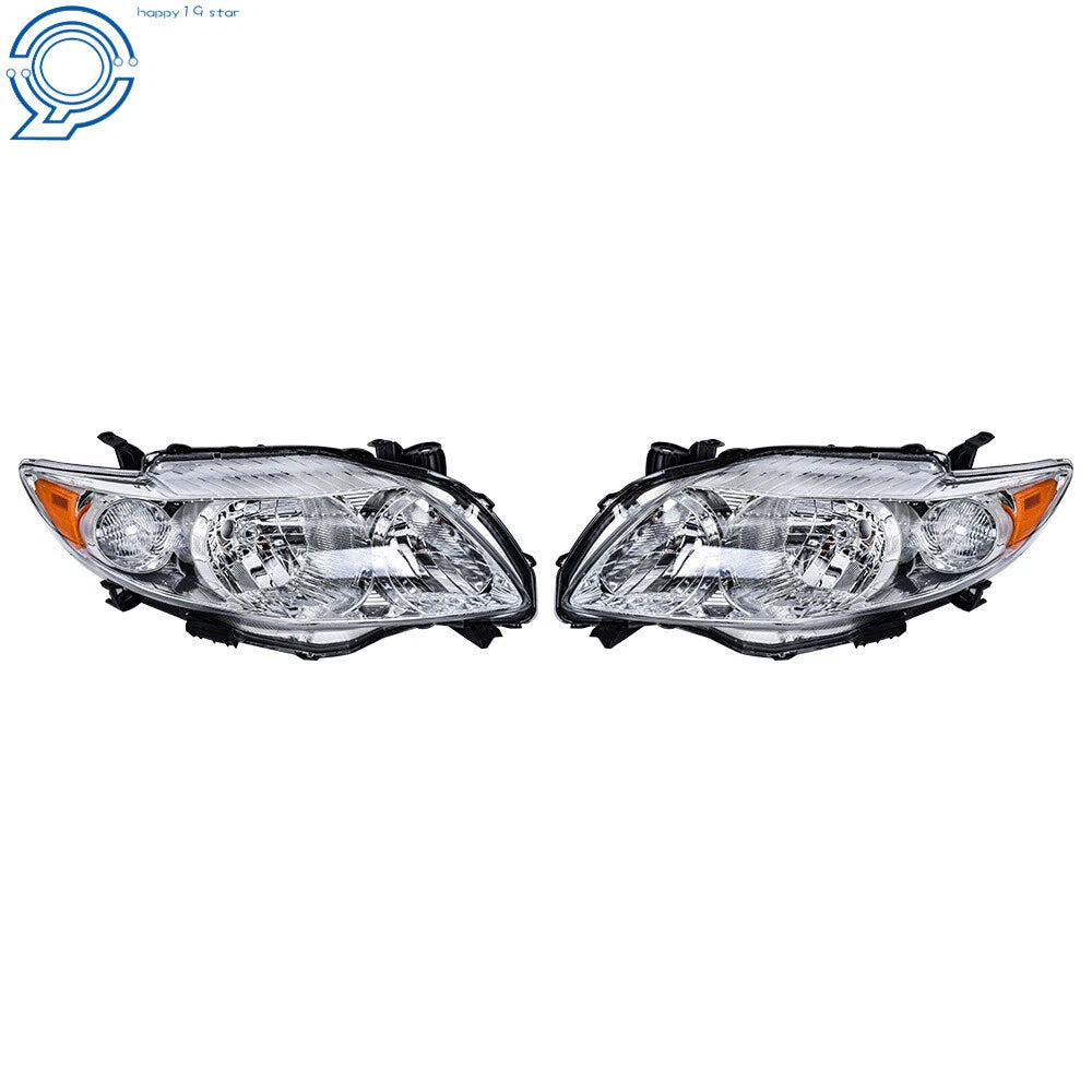 Halogen Headlights Set for Toyota Corolla (2009-2010) Chrome Housing