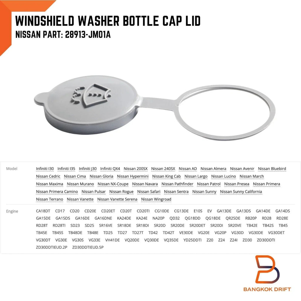 Genuine Grey Windshield Washer Reservoir Cap for Nissan Models