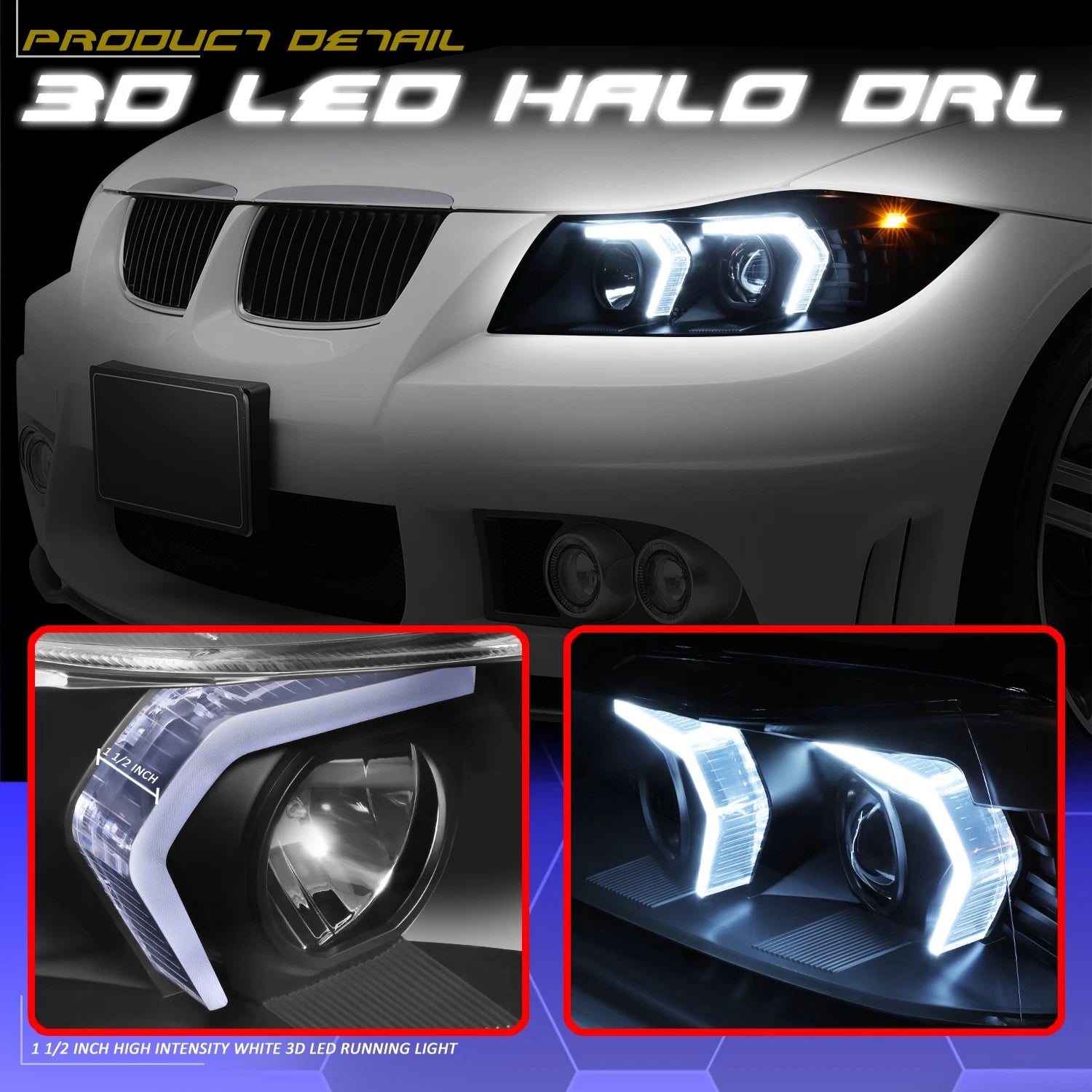 LED Halo Projector Headlight for BMW 3-Series (2009–2012)
