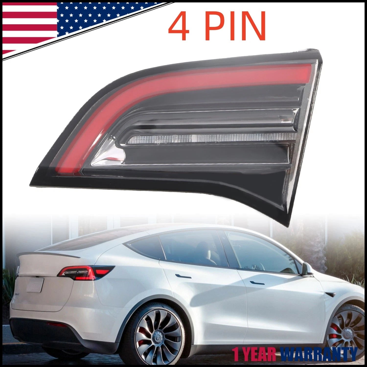 Passenger Inner Tail Light Brake Lamp Right for Tesla Model 3/Y (2021–2023) 4PIN